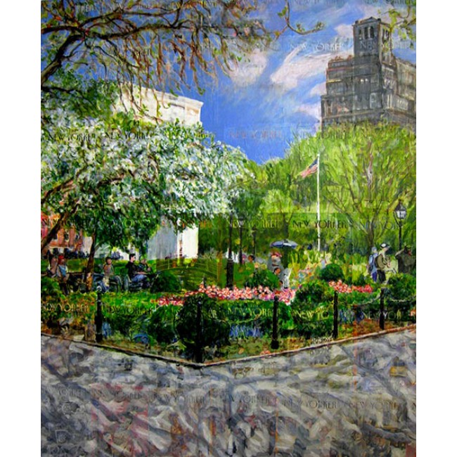 Washington Square 60 x 48 Acrylic on New Yorker Covers